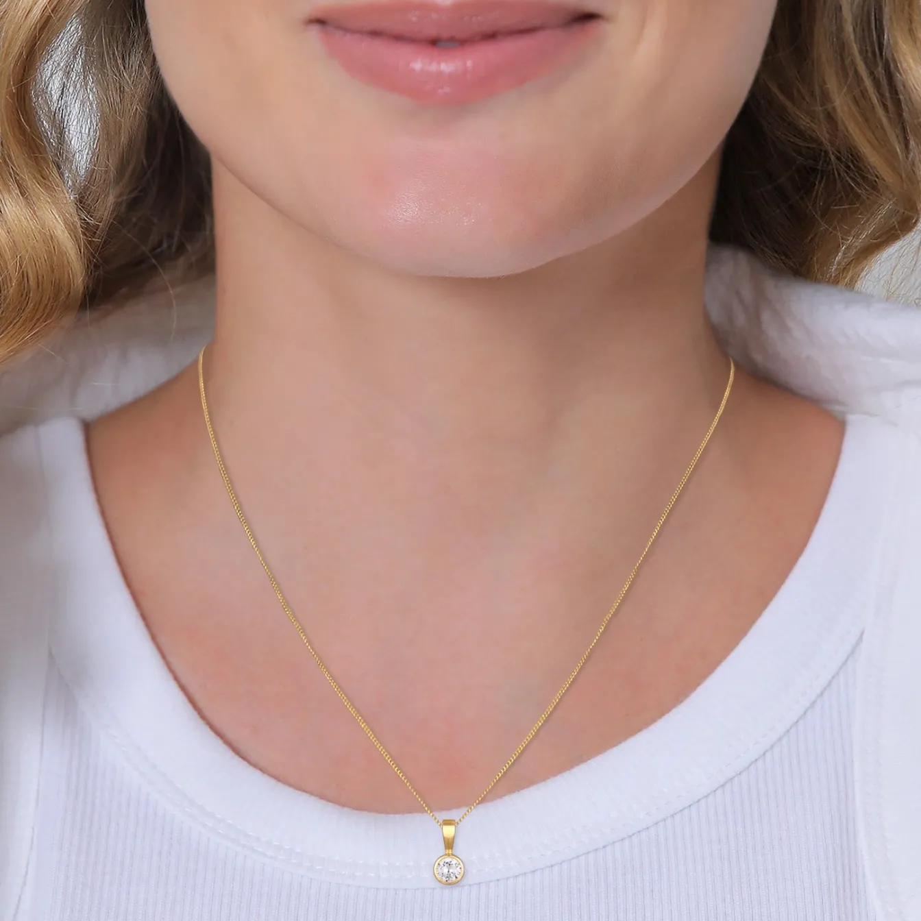Elli "Anhänger Kreis | Zirkonia ( Weiß )< Vergoldet|Anhänger & Charms