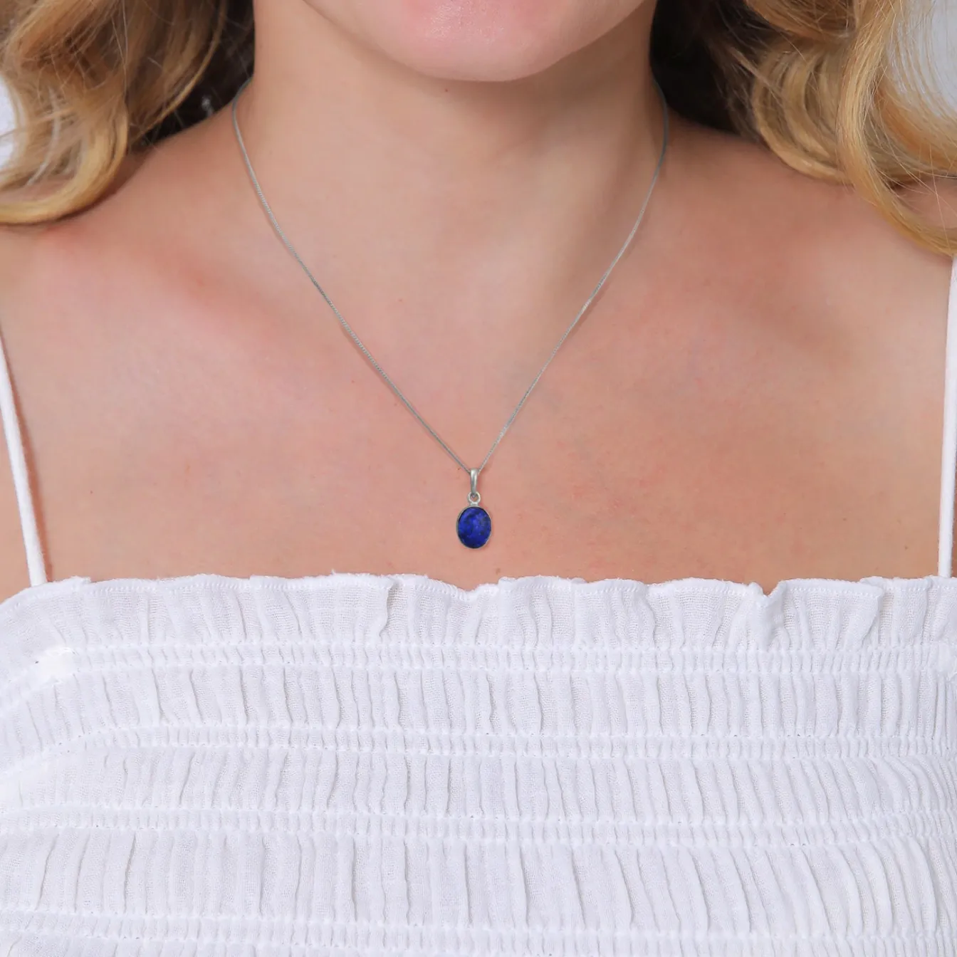 Elli "Anhänger Oval | Lapiz Lazuli (Blau)< Anhänger & Charms|Silber