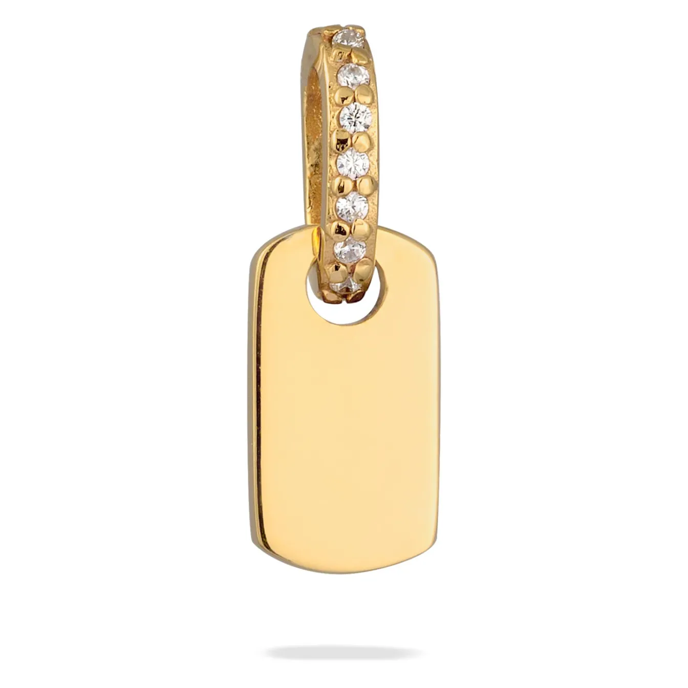 Elli "Anhänger Plättchen Rechteck | Zirkonia (Weiß)< Vergoldet|Anhänger & Charms