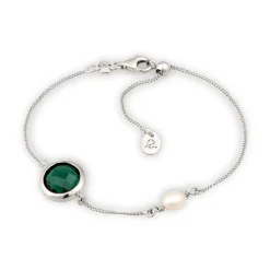 Elli "Armband | Quarz (Grün) & Süßwasserperle< Vergoldet|Perlen