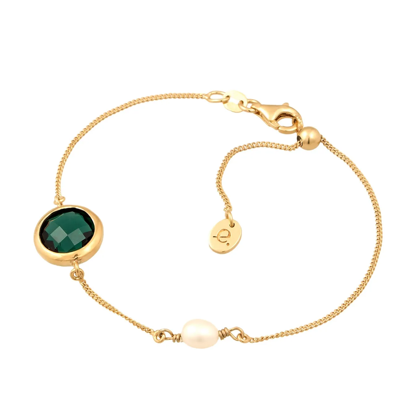 Elli "Armband | Quarz (Grün) & Süßwasserperle< Vergoldet|Perlen