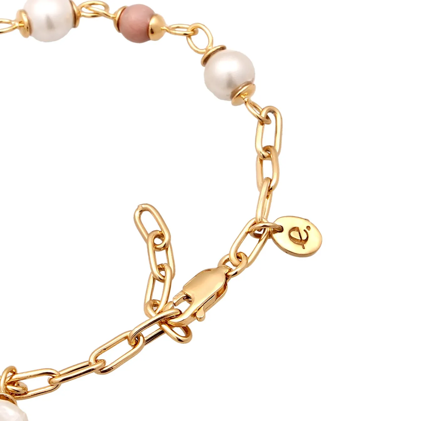 Elli "Armband Barock | Perlen & Rhodonit (Rosa)< Vergoldet|Perlen