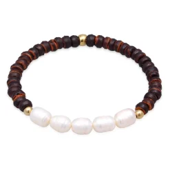 Elli "Armband Boho Kokosnuss | Süßwasserzuchtperlen< Perlen|Armbänder
