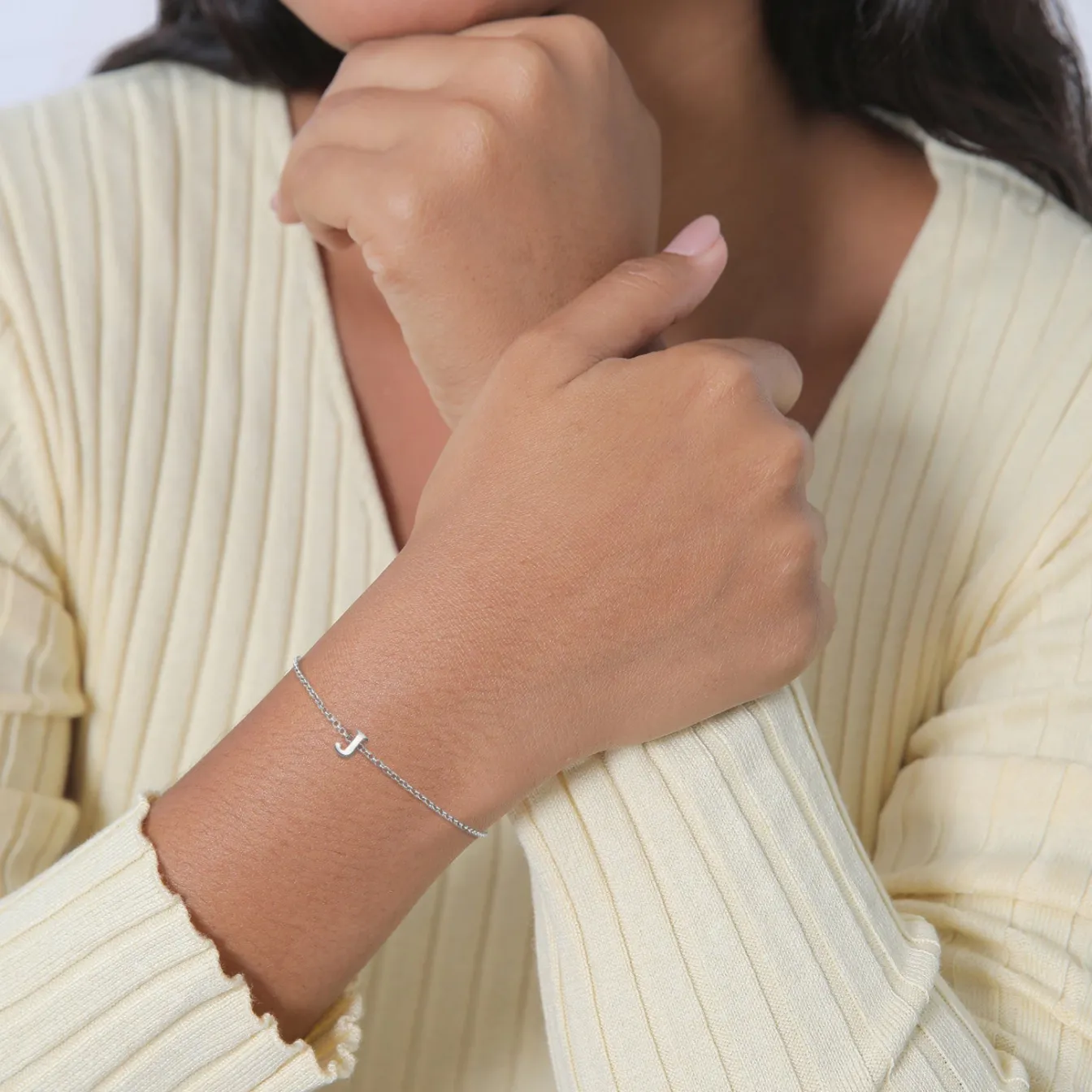 Elli "Armband Buchstabe J | 925er Sterling< Personalisierter Schmuck|Armbänder