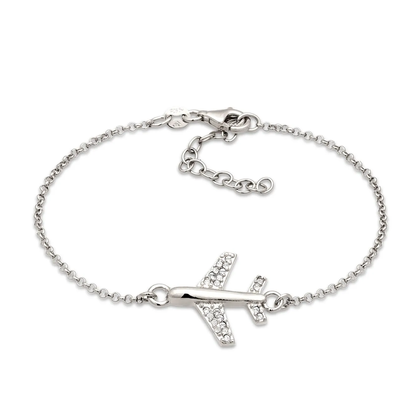 Elli "Armband Flugzeug | Glas Kristalle (Weiß)< Vergoldet|Symbol-schmuck