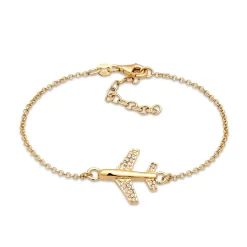Elli "Armband Flugzeug | Glas Kristalle (Weiß)< Vergoldet|Symbol-schmuck
