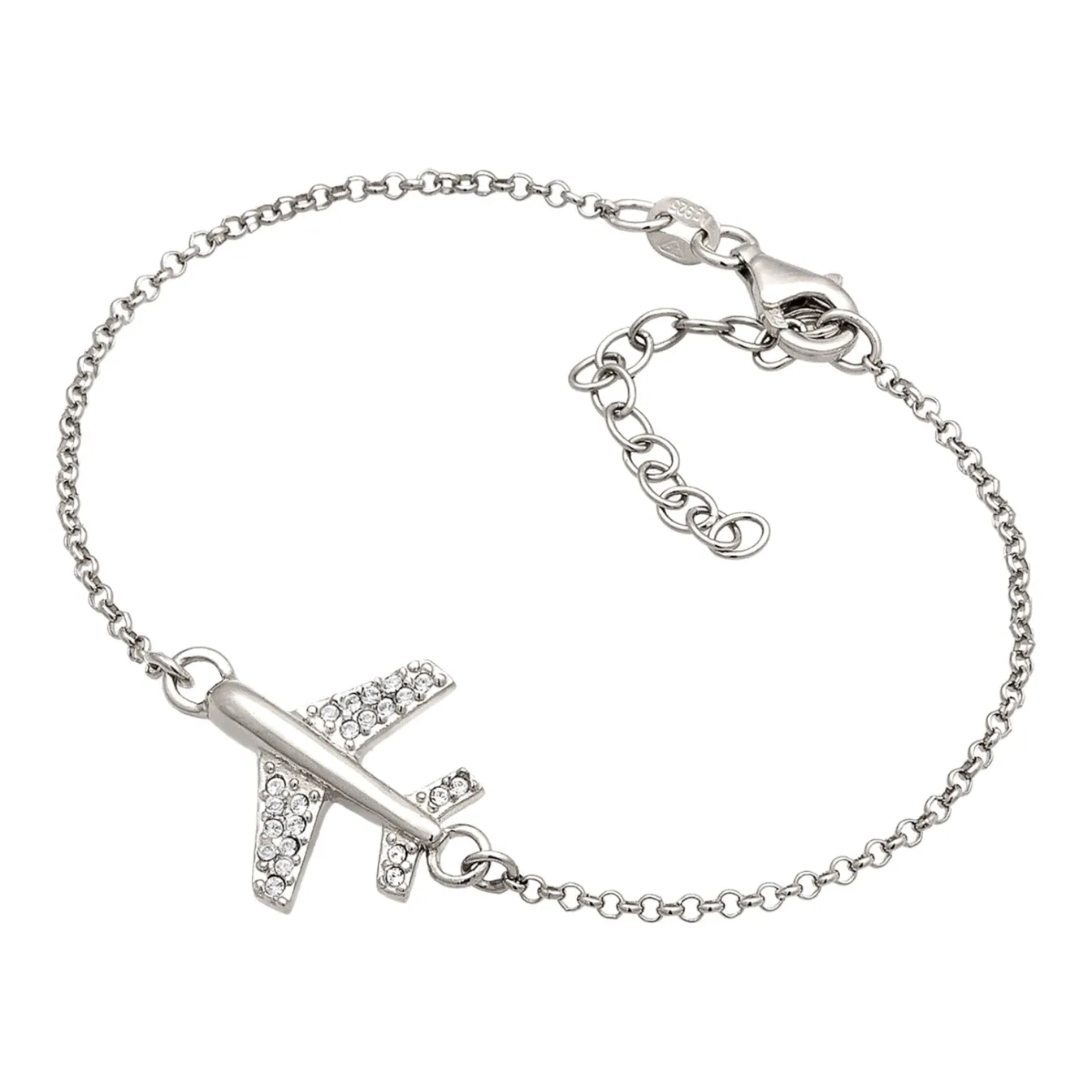 Elli "Armband Flugzeug | Glas Kristalle (Weiß)< Vergoldet|Symbol-schmuck