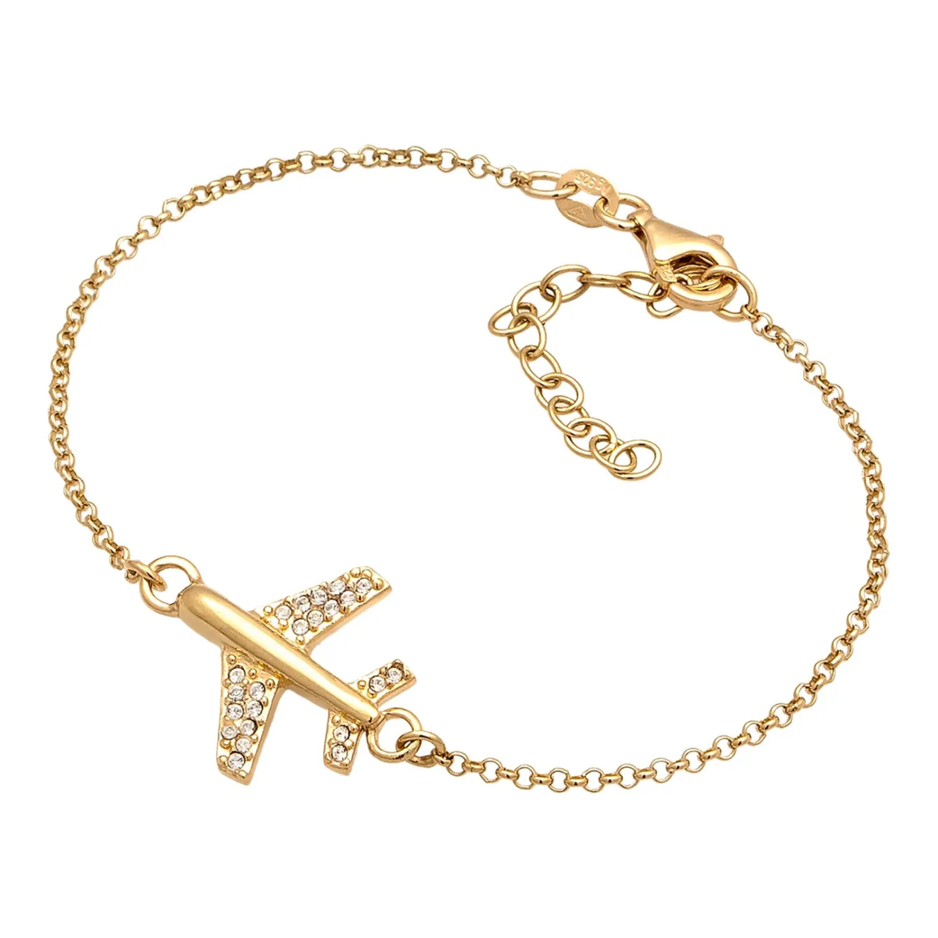 Elli "Armband Flugzeug | Glas Kristalle (Weiß)< Vergoldet|Symbol-schmuck