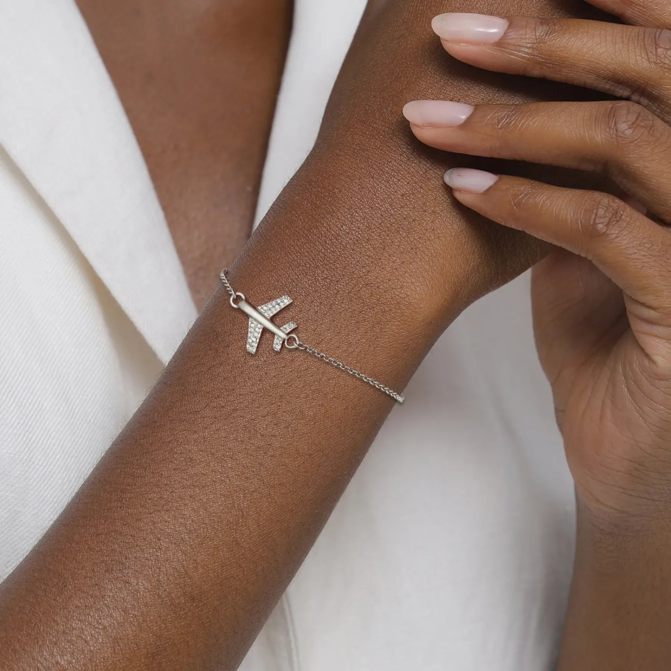 Elli "Armband Flugzeug | Glas Kristalle (Weiß)< Vergoldet|Symbol-schmuck