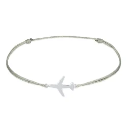 Elli "Armband Flugzeug Anhänger | Nylon (Grau)< Vergoldet|Symbol-schmuck