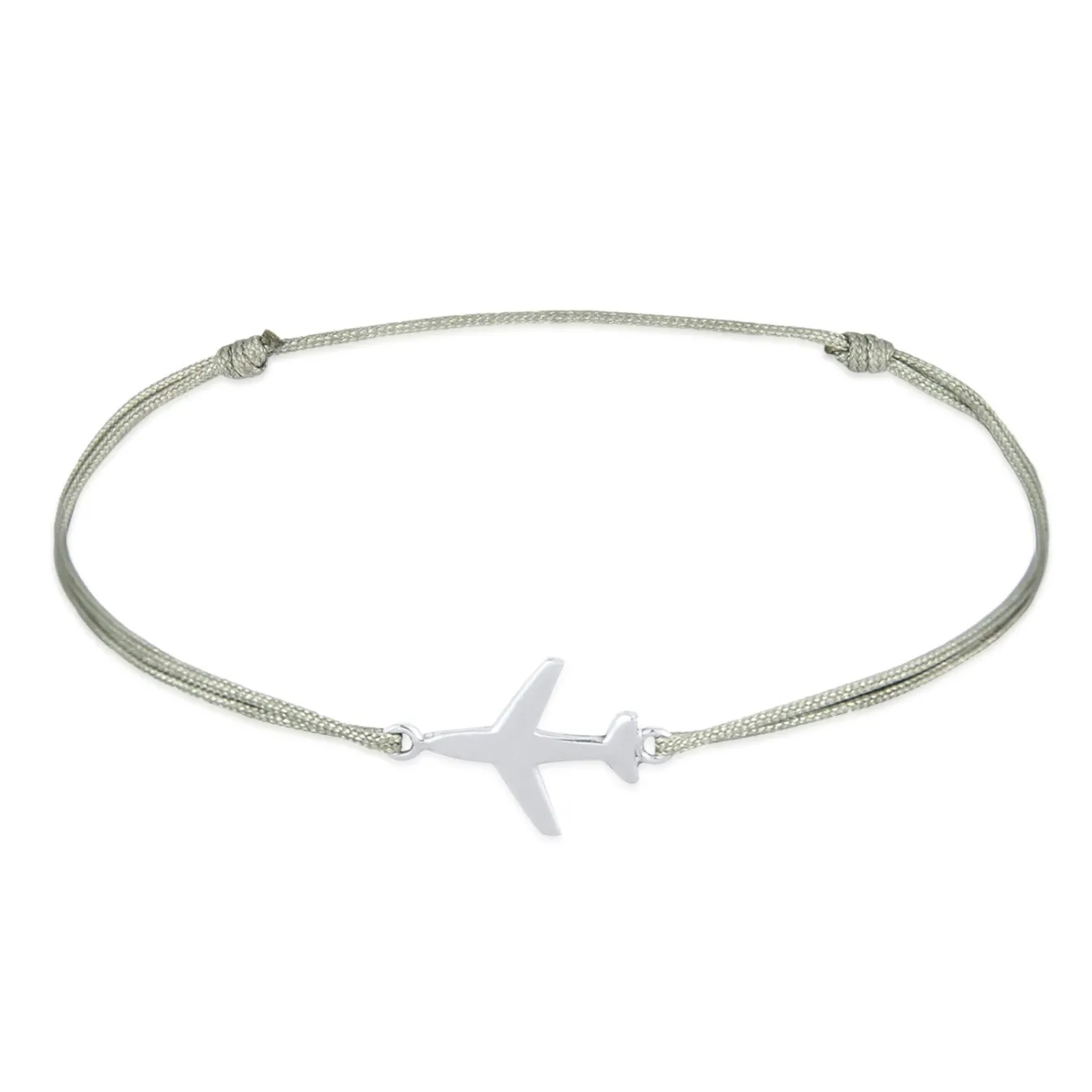 Elli "Armband Flugzeug Anhänger | Nylon (Grau)< Vergoldet|Symbol-schmuck