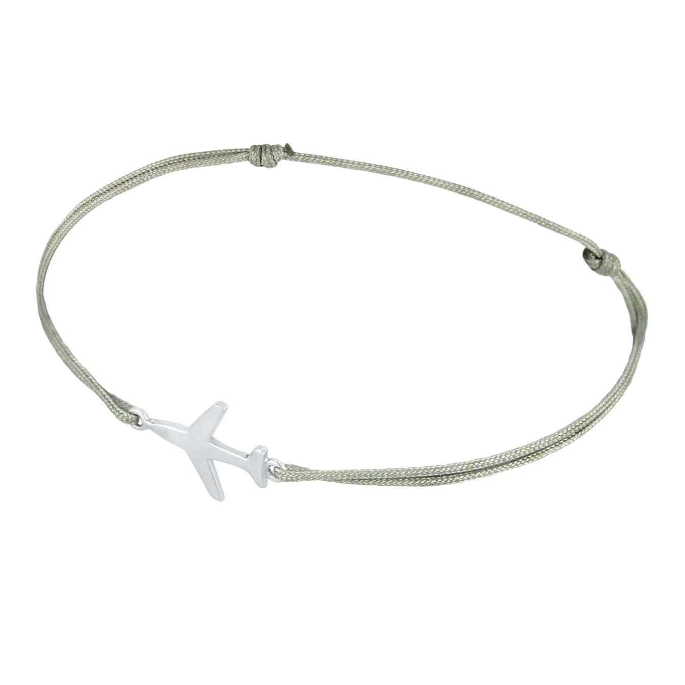 Elli "Armband Flugzeug Anhänger | Nylon (Grau)< Vergoldet|Symbol-schmuck