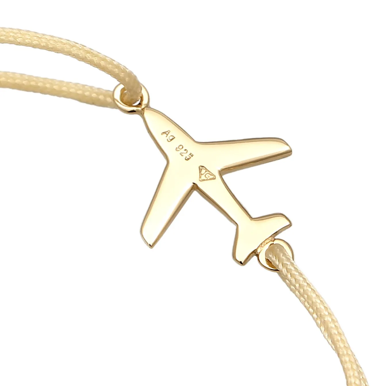 Elli "Armband Flugzeug Anhänger | Nylon (Grau)< Vergoldet|Symbol-schmuck