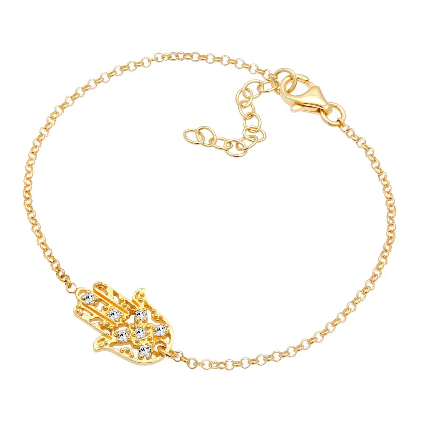 Elli "Armband Hamsa Hand | Kristall (Weiß)< Symbol-schmuck|Armbänder