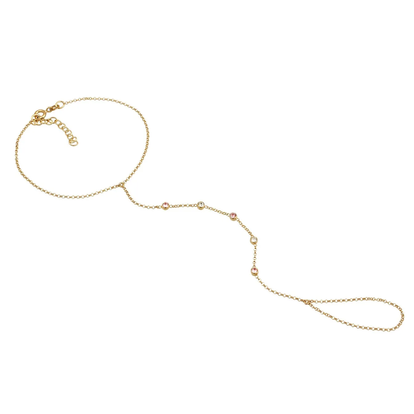Elli "Armband Handchain | Kristalle (Grün)< Armbänder|Vergoldet