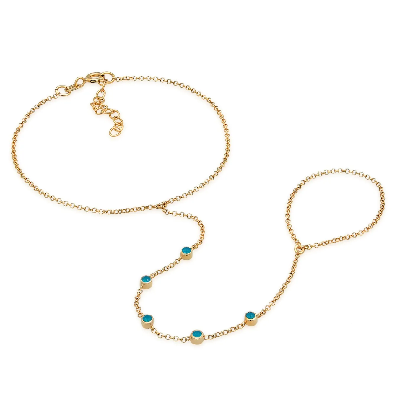 Elli "Armband Handchain | Kristalle (Grün)< Armbänder|Vergoldet