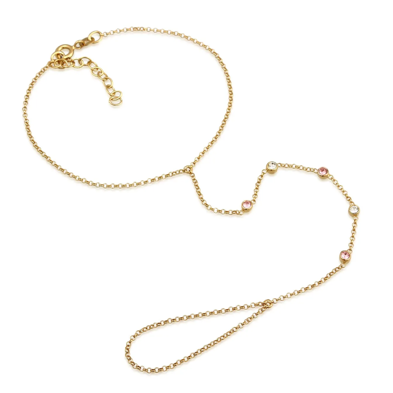 Elli "Armband Handchain | Kristalle (Grün)< Armbänder|Vergoldet