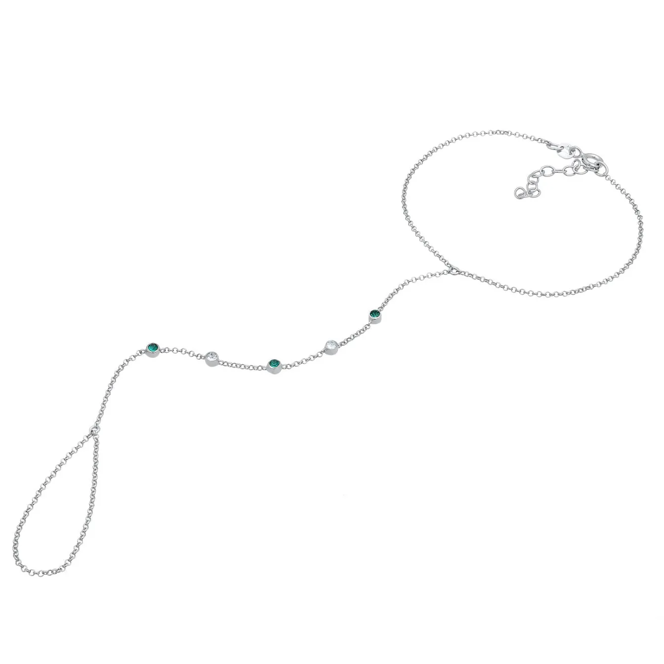 Elli "Armband Handchain | Kristalle (Grün)< Armbänder|Vergoldet