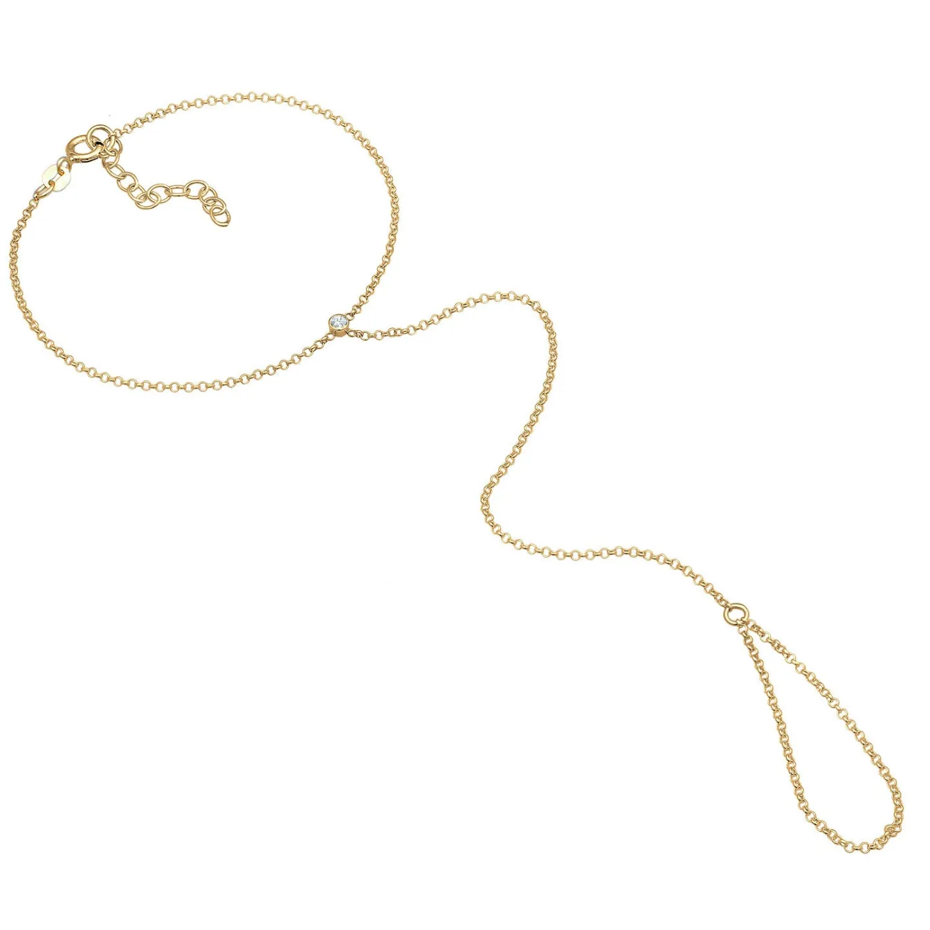Elli "Armband Handchain | Kristall (Weiß)< Roségold|Armbänder