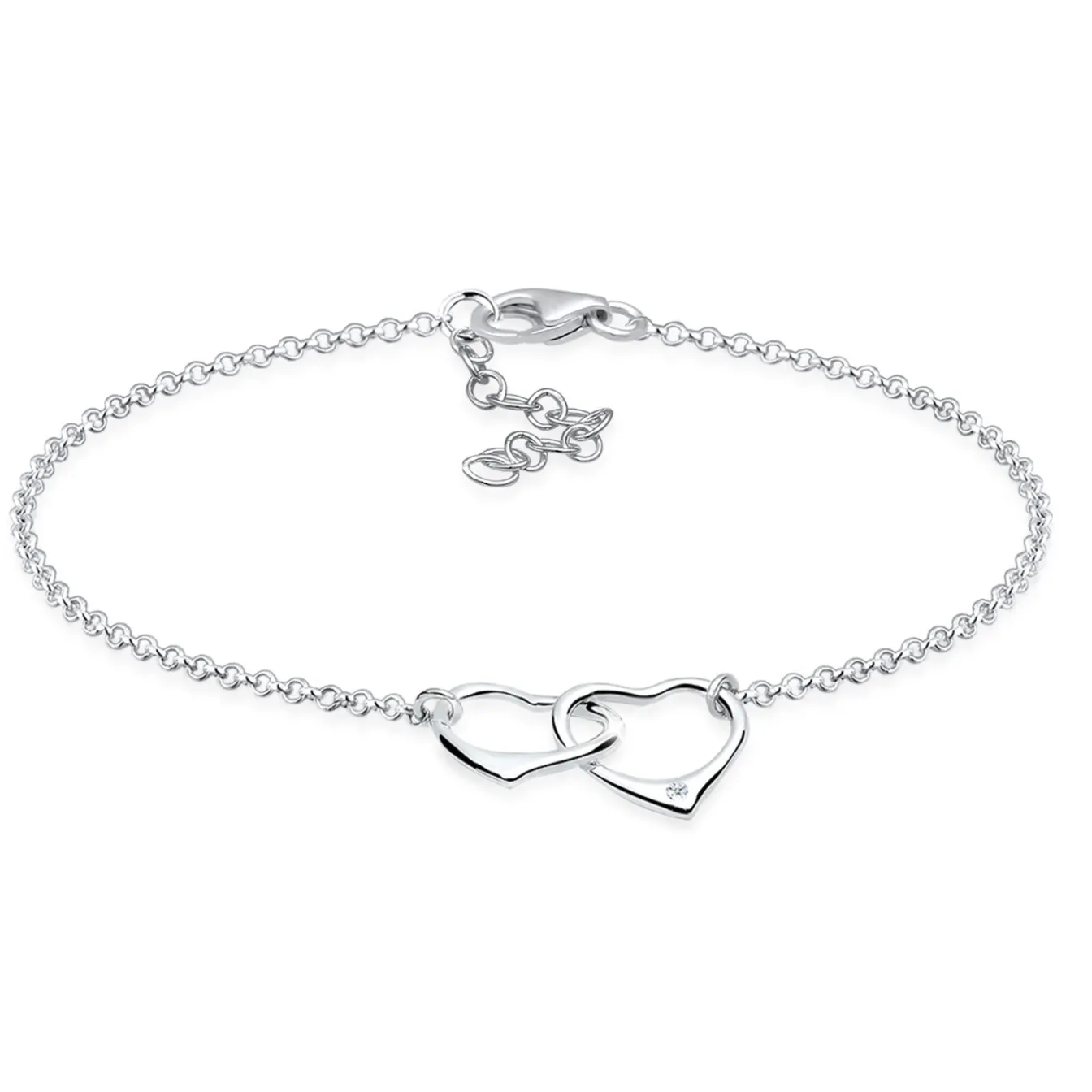 Elli "Armband Herz | Diamant ( Weiß, 0,015 ct )< Vergoldet|Silber