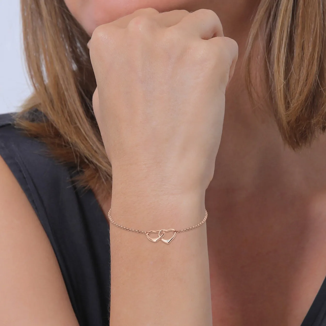 Elli "Armband Herz | Diamant ( Weiß, 0,015 ct )< Vergoldet|Silber