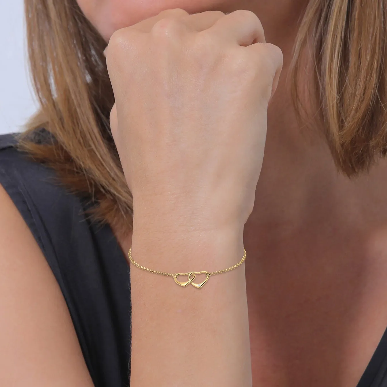 Elli "Armband Herz | Diamant ( Weiß, 0,015 ct )< Vergoldet|Silber