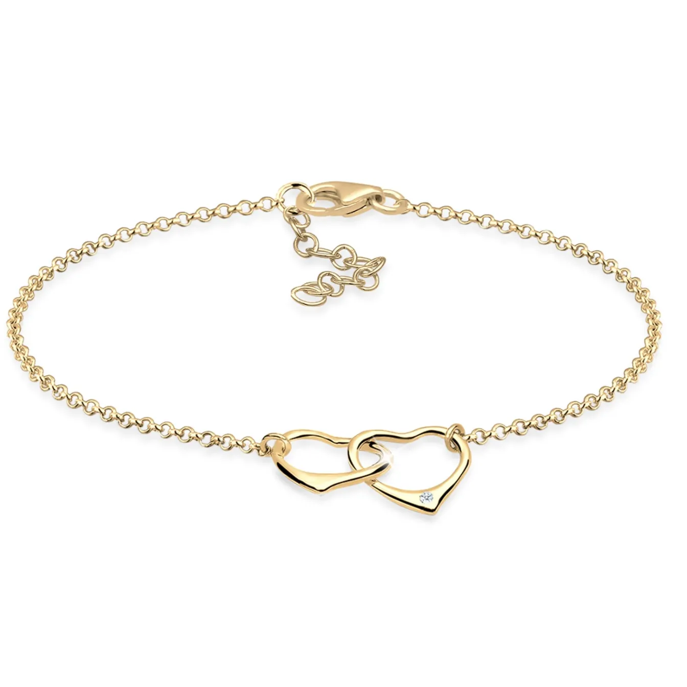 Elli "Armband Herz | Diamant ( Weiß, 0,015 ct )< Vergoldet|Silber