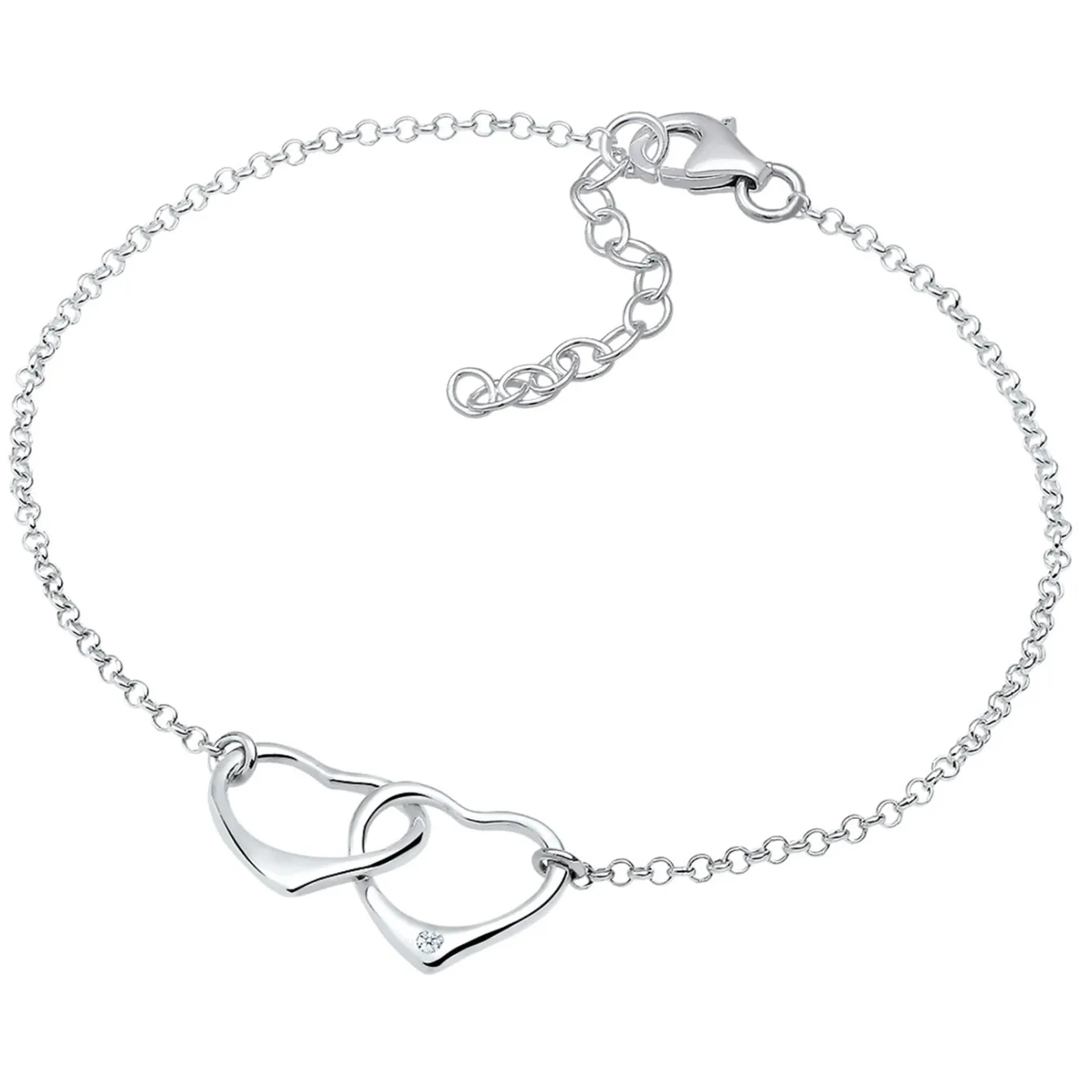 Elli "Armband Herz | Diamant ( Weiß, 0,015 ct )< Vergoldet|Silber
