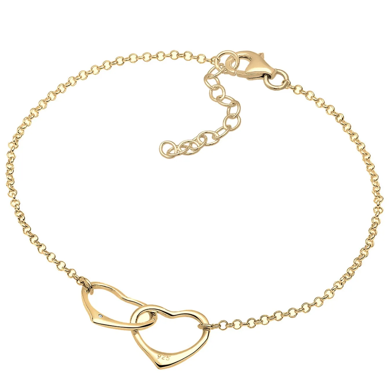 Elli "Armband Herz | Diamant ( Weiß, 0,015 ct )< Vergoldet|Silber