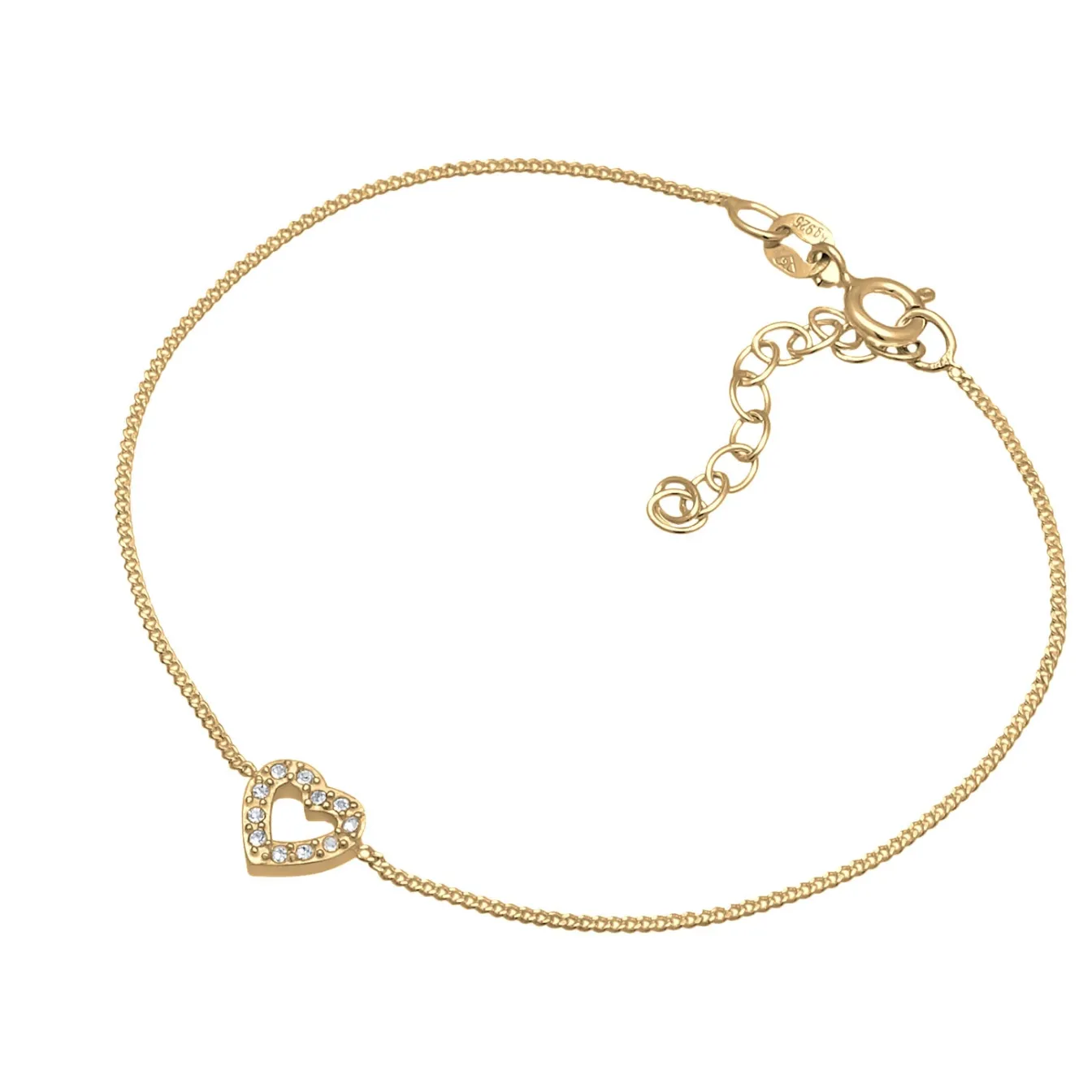 Elli "Armband Herz | Kristall (Weiß)< Vergoldet|Symbol-schmuck