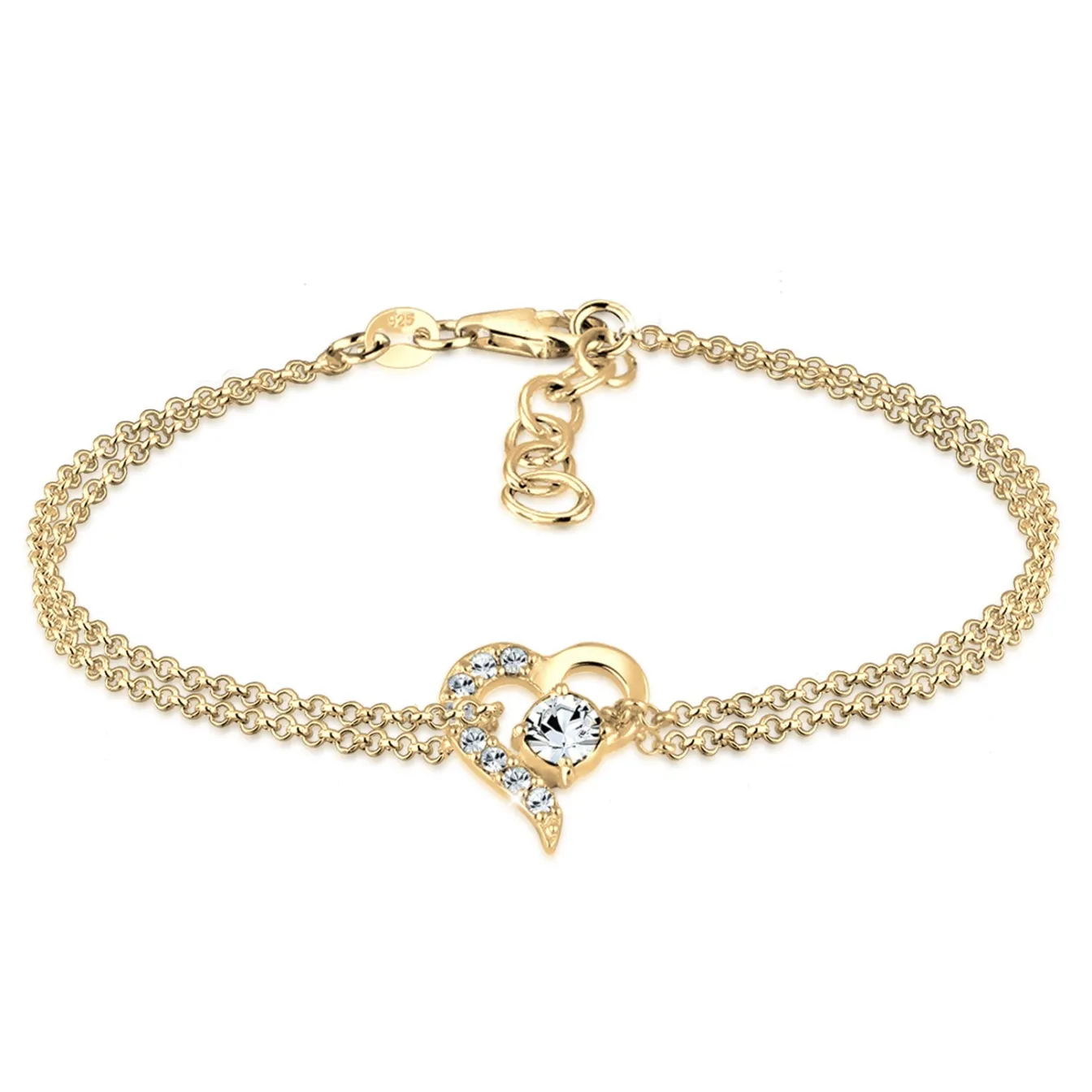 Elli "Armband Herz | Kristall (Weiß)< Silber|Roségold