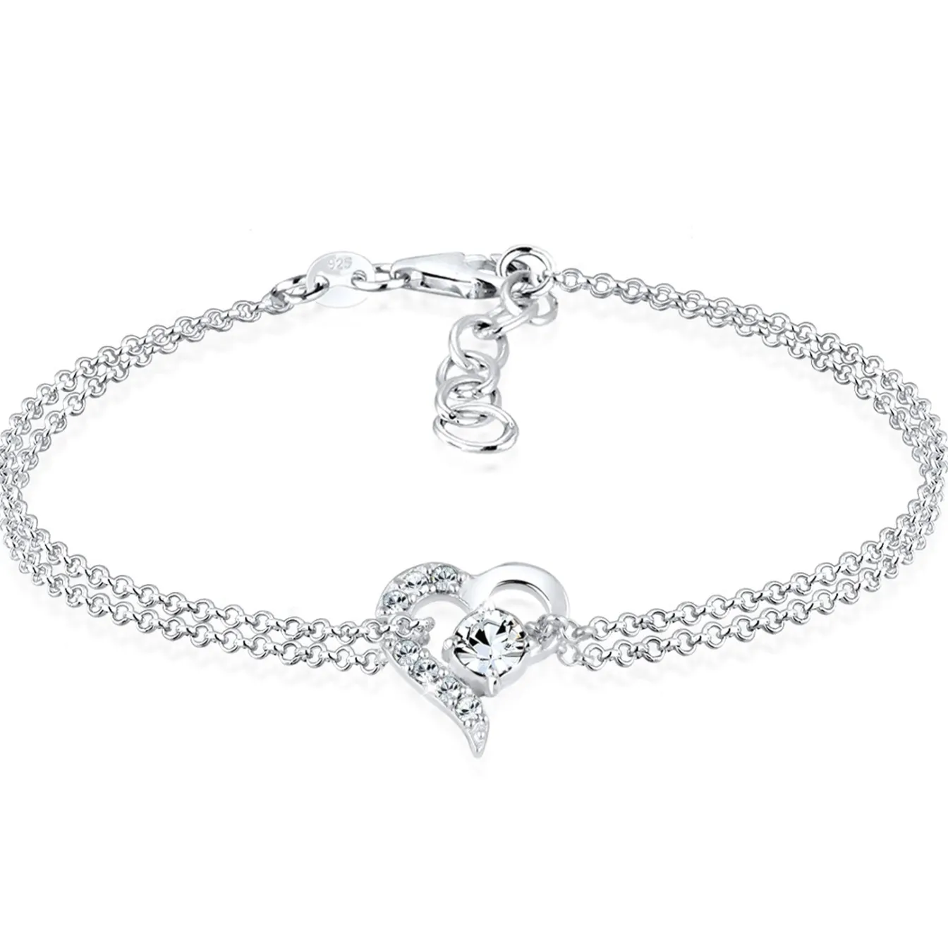 Elli "Armband Herz | Kristall (Weiß)< Silber|Roségold