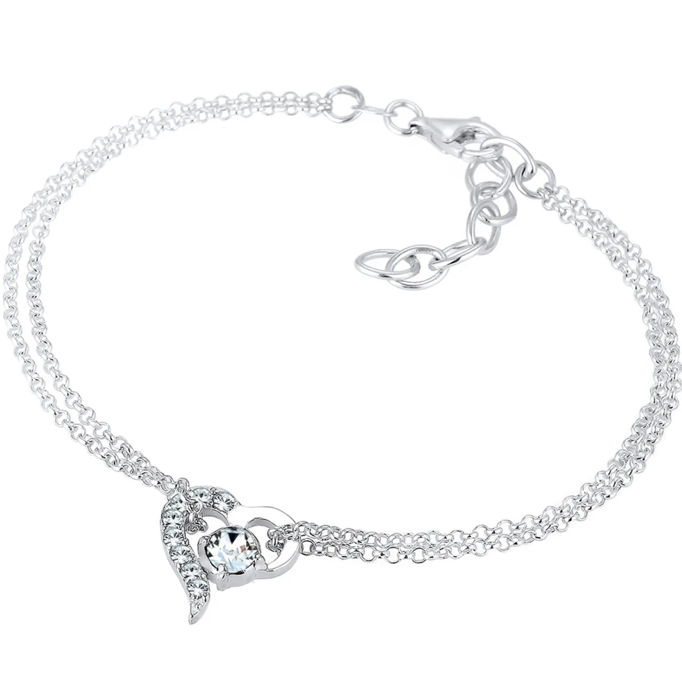 Elli "Armband Herz | Kristall (Weiß)< Silber|Roségold