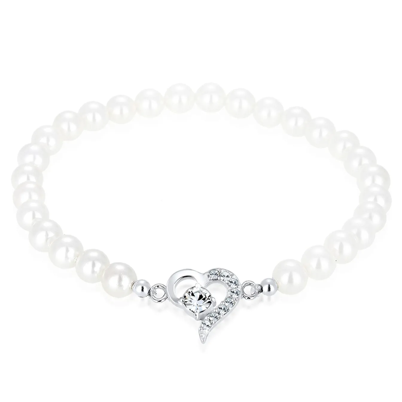 Elli "Armband Herz | Perle & Kristall< Symbol-schmuck|Herz-schmuck