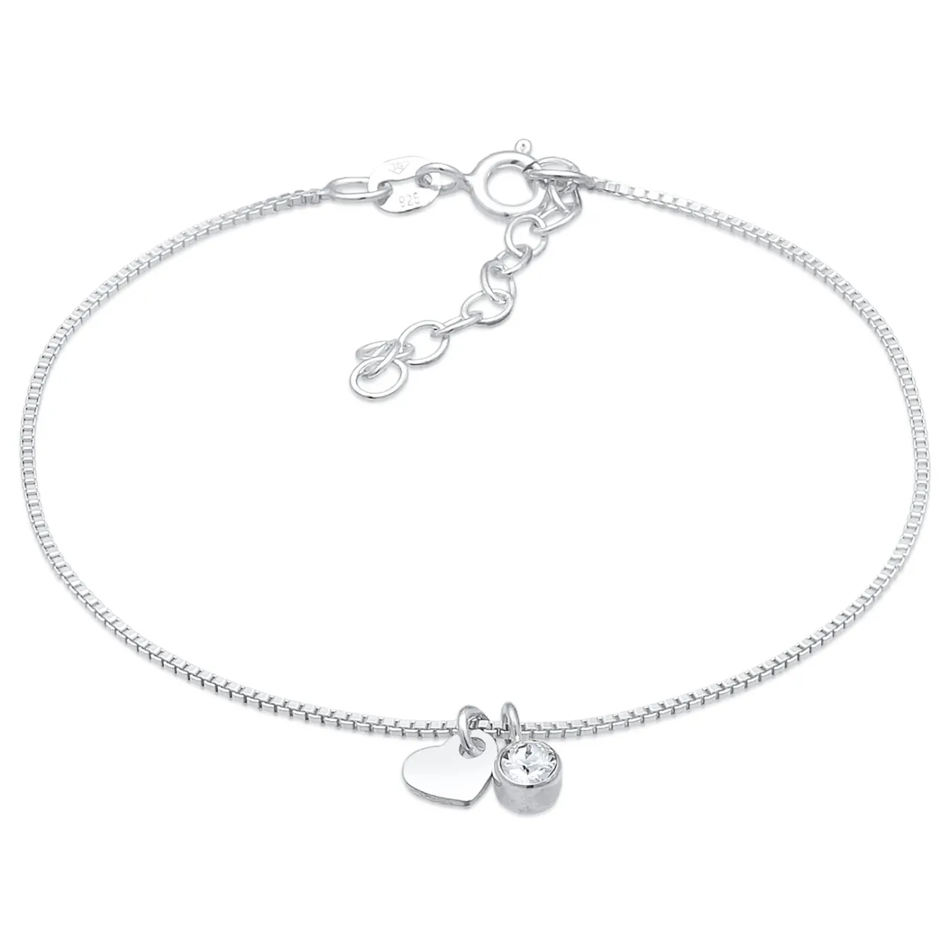 Elli "Armband Herz Anhänger | Kristall (Weiß)< Symbol-schmuck|Herz-schmuck