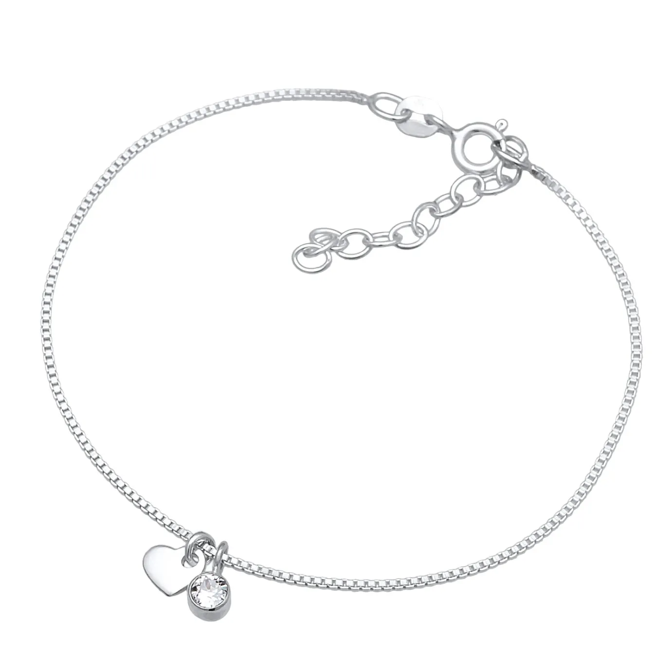 Elli "Armband Herz Anhänger | Kristall (Weiß)< Symbol-schmuck|Herz-schmuck