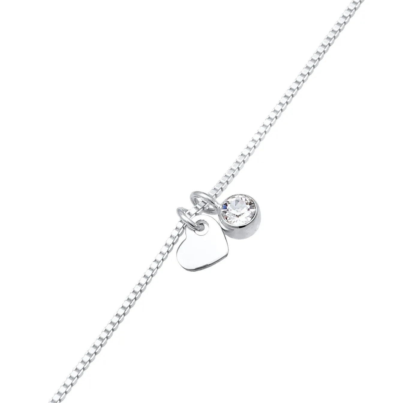 Elli "Armband Herz Anhänger | Kristall (Weiß)< Symbol-schmuck|Herz-schmuck