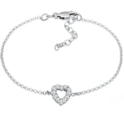 Elli "Armband Herz Anhänger | Laborgezüchteter Diamant (Weiß, 0.18)< Vergoldet|Symbol-schmuck