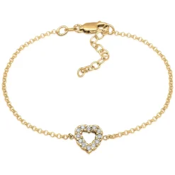 Elli "Armband Herz Anhänger | Laborgezüchteter Diamant (Weiß, 0.18)< Vergoldet|Symbol-schmuck
