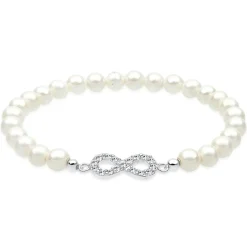 Elli "Armband Infinity | Perle, Kristall ( Weiß )< Roségold|Vergoldet