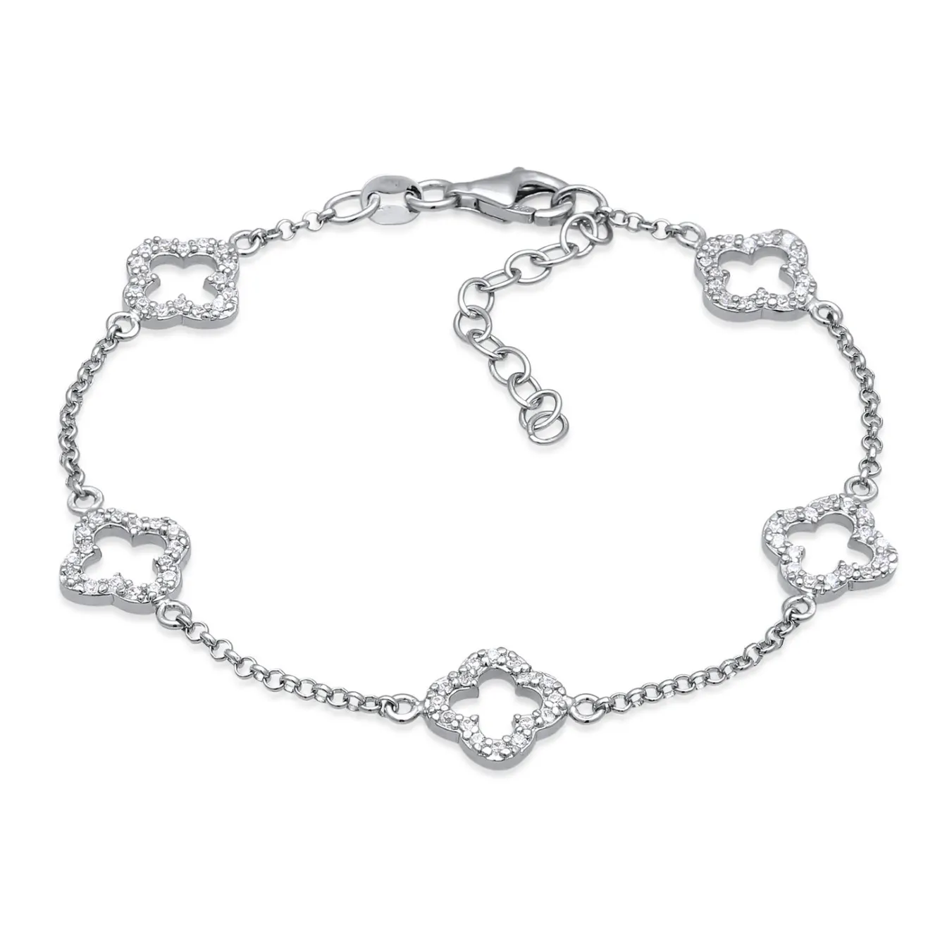 Elli "Armband Kleeblatt | Zirkonia (Weiß)< Vergoldet|Symbol-schmuck