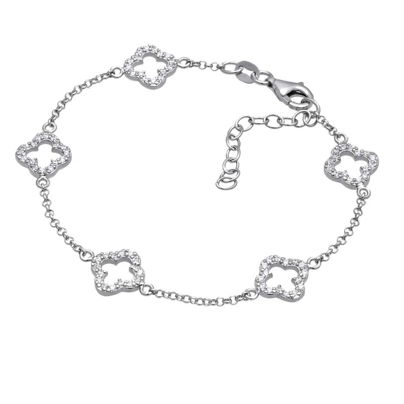 Elli "Armband Kleeblatt | Zirkonia (Weiß)< Vergoldet|Symbol-schmuck