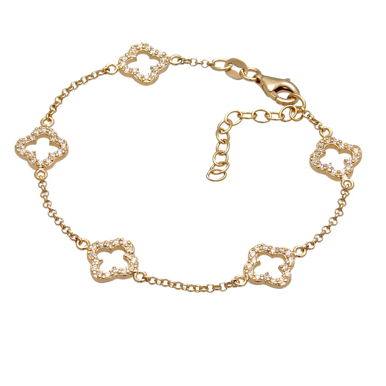 Elli "Armband Kleeblatt | Zirkonia (Weiß)< Vergoldet|Symbol-schmuck