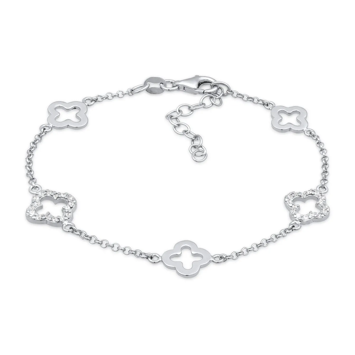 Elli "Armband Kleeblatt | Zirkonia (Weiß)< Vergoldet|Symbol-schmuck