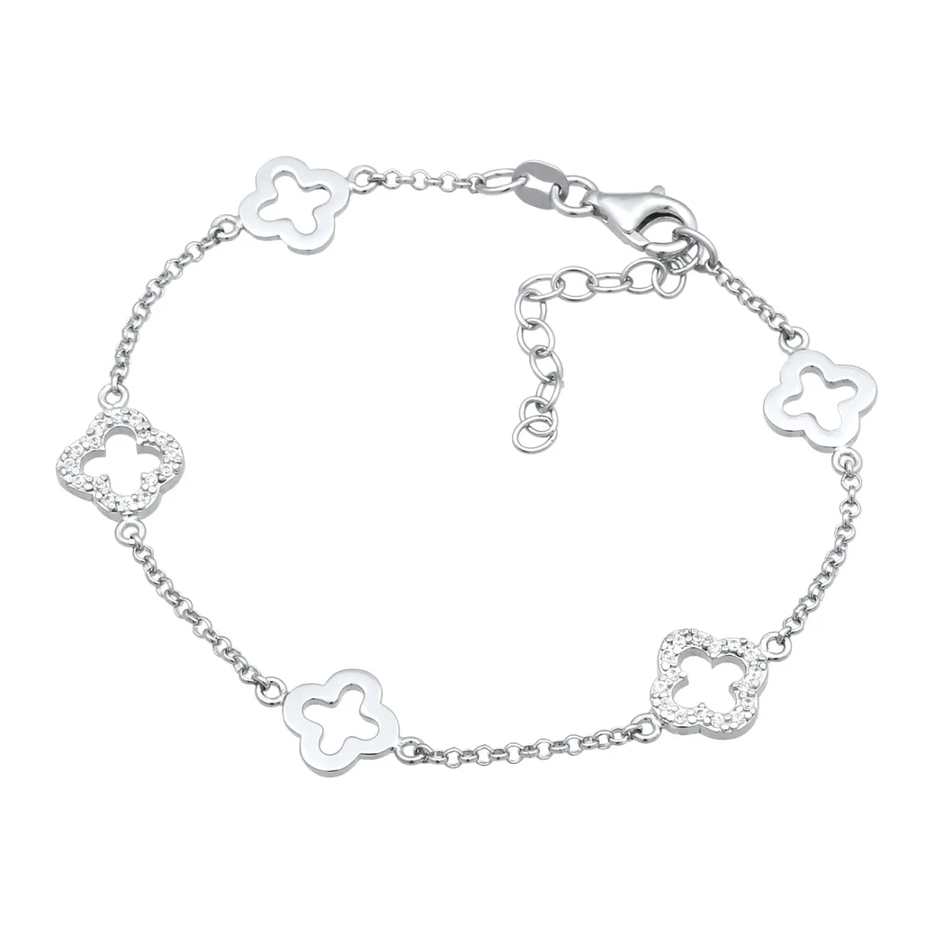 Elli "Armband Kleeblatt | Zirkonia (Weiß)< Vergoldet|Symbol-schmuck