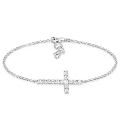 Elli "Armband Kreuz | Kristall (Weiß)< Silber|Symbol-schmuck