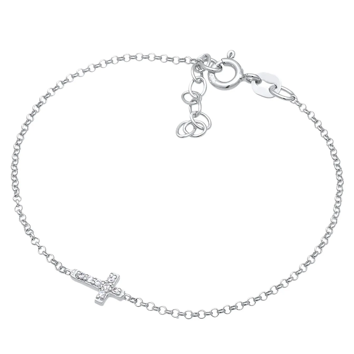 Elli "Armband Kreuz | Zirkonia (Weiß)<Kinder Symbol-schmuck|Kinderschmuck