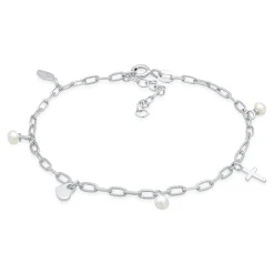 Elli "Armband Kreuz Feder Herz | Perle< Symbol-schmuck|Herz-schmuck