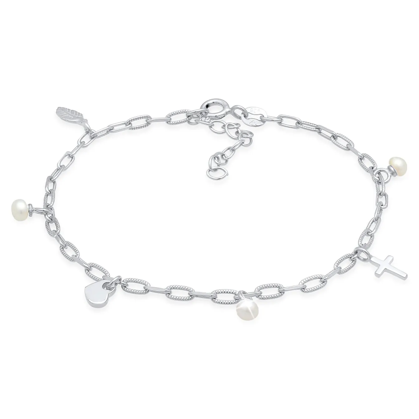 Elli "Armband Kreuz Feder Herz | Perle< Symbol-schmuck|Herz-schmuck