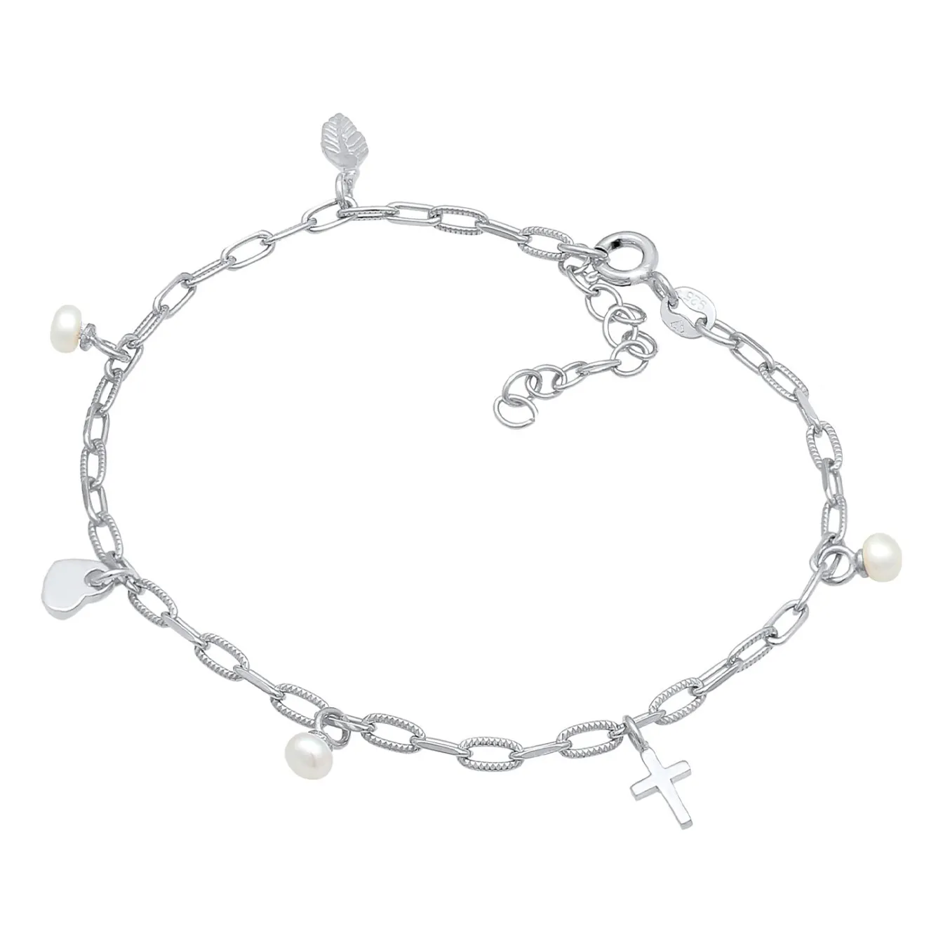 Elli "Armband Kreuz Feder Herz | Perle< Symbol-schmuck|Herz-schmuck
